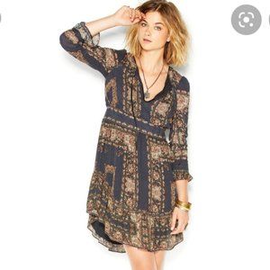 Free People Bridget‎ Floral High-Low Dress in muted Earth tones, XS